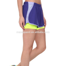 Double fabric athletic polyester crossfit shorts for women yoga gym